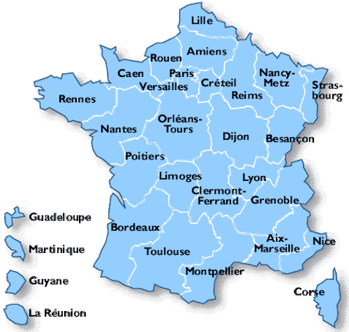 Carte interactive des académies